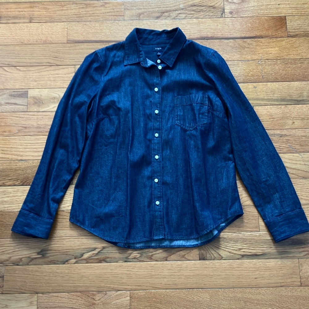 J. Crew Factory Dark Blue Denim Button-Down Shirt